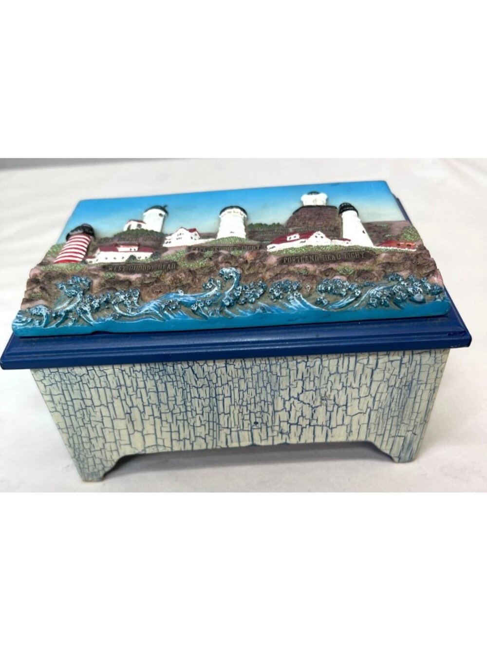 Continental Creations NORTH CAROLINA LIGHTHOUSES Mirrored Trinket Box 6" X 4"